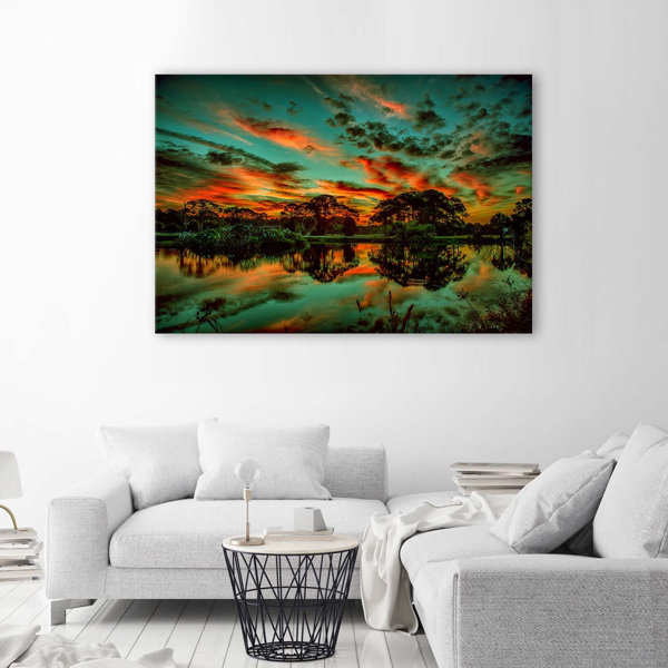 Ebern Designs Leinwandbild Lake Trees Sky Nature Wayfair De